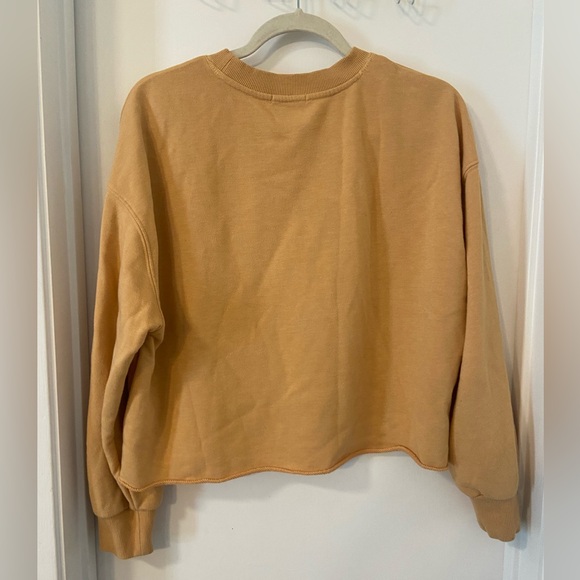 Z Supply mustard yellow crop raw hem boxy fit sweatshirt crewneck size S - Picture 3 of 3